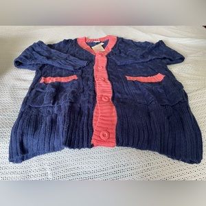 NWT LuLaRoe Lucille Sweater Blue with pink size large